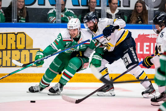 Rögles Brady Ferguson  och HV71s Taylor Matson