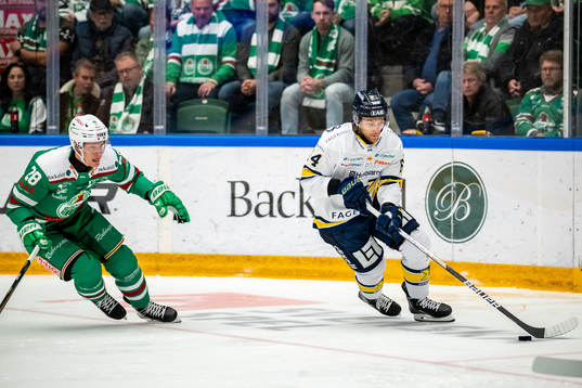 Rögles Anton Bengtsson  och HV71s Eric Martinsson