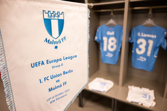 General view of the matchday pennant in the dressing room