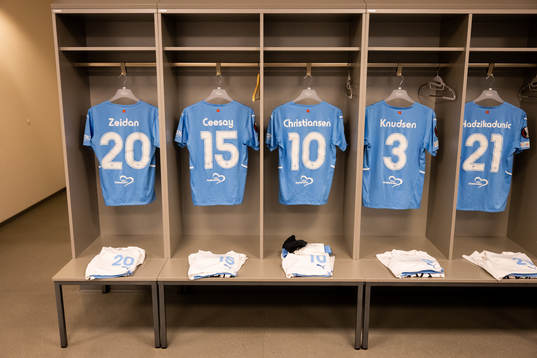 The kits of Moustafa Zeidan, Joseph Ceesay, Anders