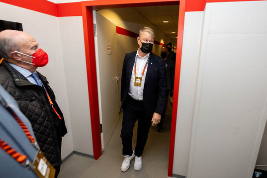 Head coach Åge Hareide of Malmö FF arrives to the stadium