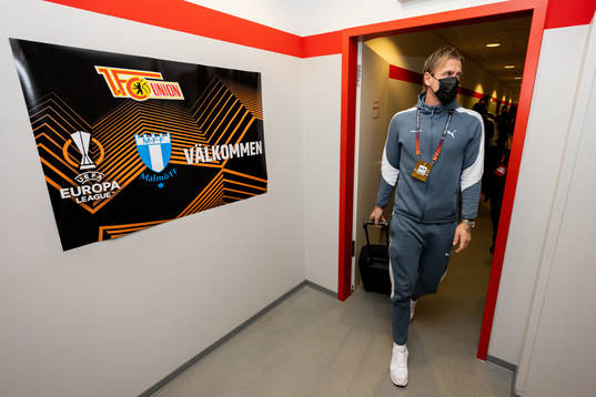 Goalkeeper Johan Dahlin of Malmö FF arrives to the stadium