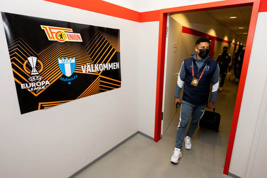 Romain Gall of Malmö FF arrives to the stadium