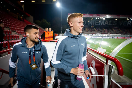Matej Chalus and Hugo Larsson of Malmö FF