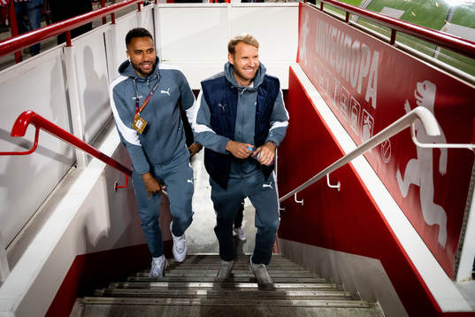 Isaac Kiese Thelin and Ola Toivonen of Malmö FF