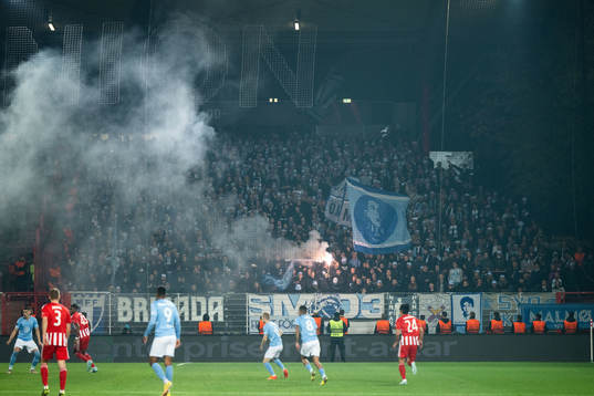 Supporters of Malmö FF with bengals