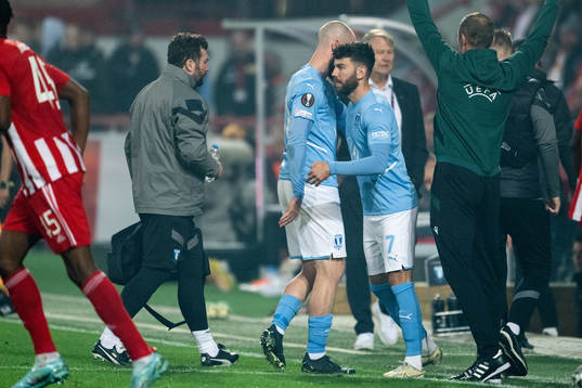 Jo Inge Berget of Malmö FF is substituted off for Erdal