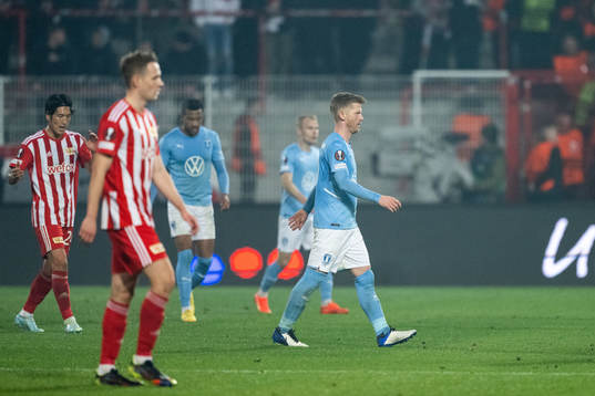 Anders Christiansen of Malmö FF looks dejected