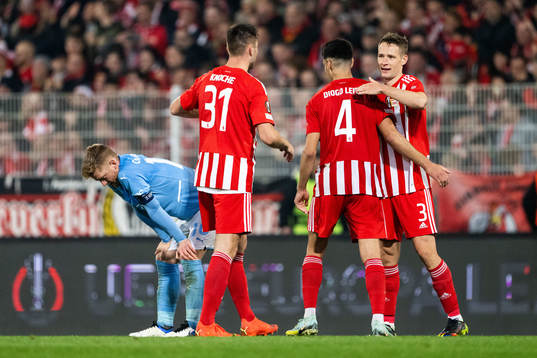 Robin Knoche, Diogo Leite and Paul Jaeckel of Union Berlin