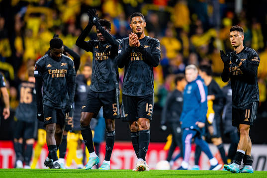 William Saliba, Gabriel Martinelli and players of Arsenal