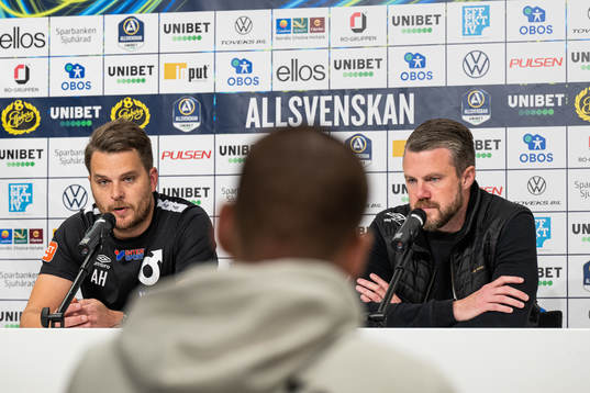 Degerfors tränare Andreas Holmberg och manager Jimmy Thelin