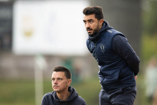 Malmö FFs tränare Fredrik Jahnfors och assisterande