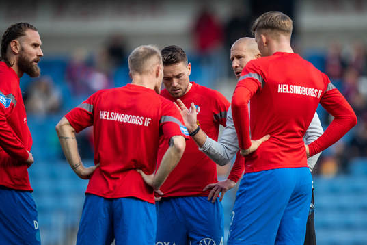 Helsingborgs Viljormur Davidsen och tränare Mattias