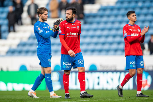 Helsingborgs målvakt Kalle Joelsson och Abdul Rahman