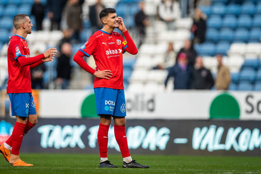 Helsingborgs Arian Kabashi och Amar Muhsin deppar