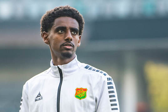 GAIS Harun Ibrahim innan fotbollsmatchen i Ettan södra