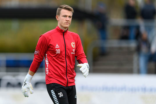 Kalmars målvakt Jakob Kindberg före fotbollsmatchen i