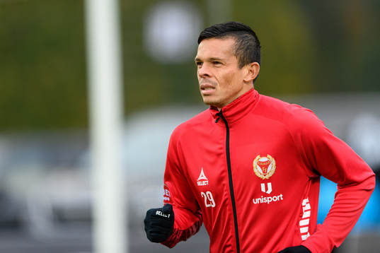 Kalmars Romario Pereira Sipiao före fotbollsmatchen i