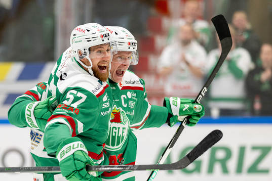 Rögles Vojtech Mozik och Anton Bengtsson jublar