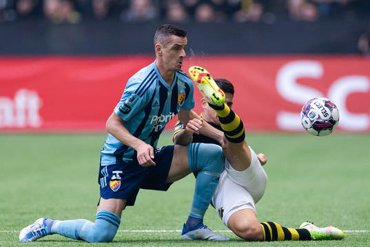 Djurgårdens Haris Radetinac och AIKs Nicolas Stefanelli
