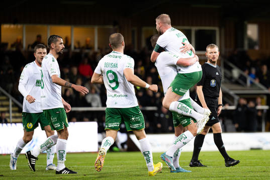 Hammarbys Mads Fenger Nielsen och Darijan Bojanic jublar