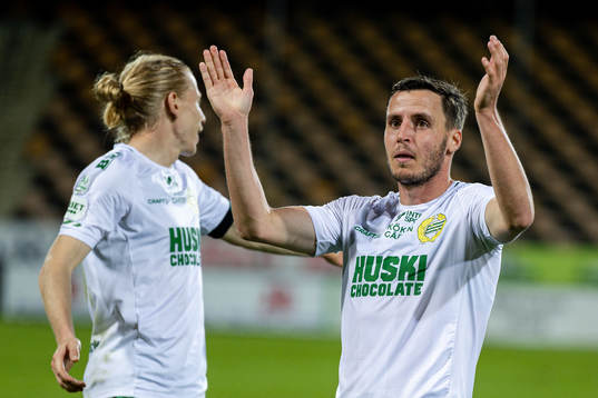 Hammarbys Gustav Ludwigson och Jeppe Andersen jublar
