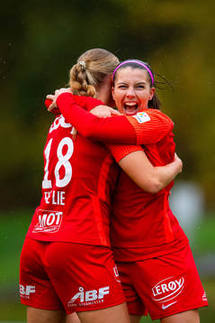 Cecilie Redisch Kvamme of Brann celebrates with teammate
