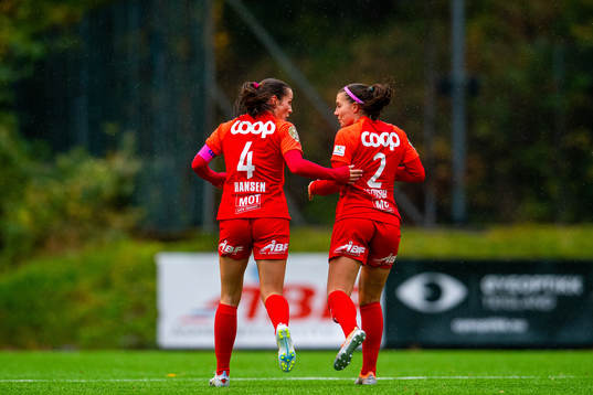 Cecilie Redisch Kvamme of Brann celebrates with teammate