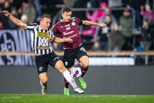 Västerås SKs Simon Gefvert och Landskronas Edvin Dahlqvist