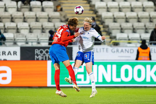 Helsingborgs Thomas Rogne och IFK Norrköpings Daniel Fritz