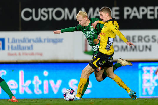 Varbergs Andre Boman och Elfsborgs Alexander Bernhardsson