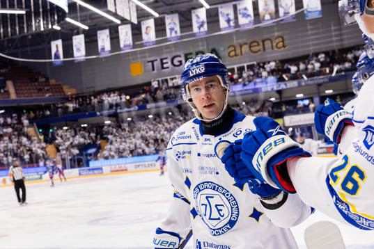 Leksands Mikael Ruohomaa jublar