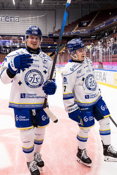 Leksands Martin Karlsson och Marcus Karlberg jubel