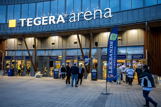 Tegera Arena innan ishockeymatchen i SHL mellan Leksand och