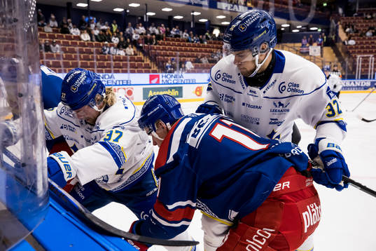 Leksands Anton Lindholm och Oskarshamns Antti Suomela och