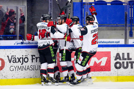 Malmö Redhawks spelare jublar