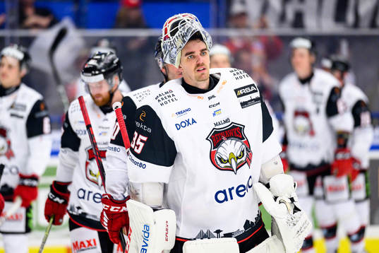 Malmö Redhawks målvakt Adam Werner jublar