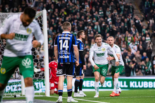 Hammarbys Joel Nilsson och Veton Berisha jublar