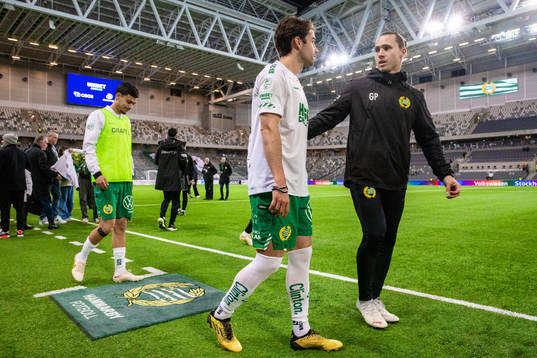 Hammarbys David Concha och fystränare Gustav Petersson