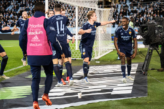 Djurgårdens Kalle Holmberg, Hampus Finndell och Joel Asoro