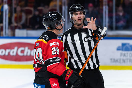 Luleås Erik Gustafsson och domare Richard Magnusson