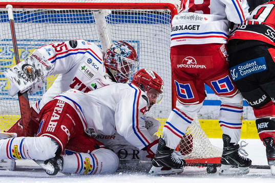 Timrås målvakt David Rautio och Tim Erixon