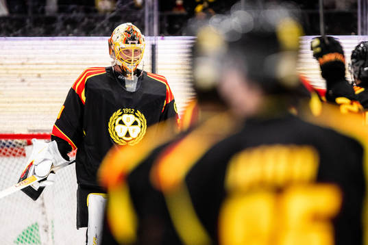 Brynäs målvakt Anders Lindbäck jublar