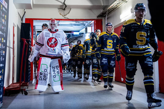 Vita Hästens målvakt Adam Ohre och Södertäljes Albert