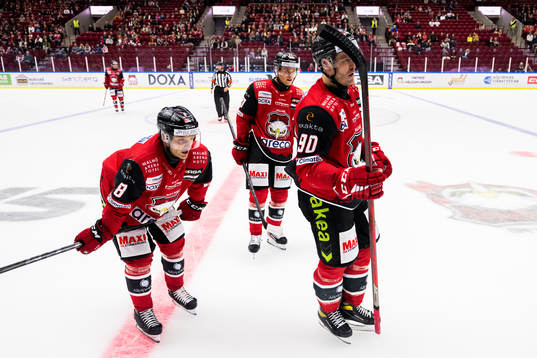 Malmö Redhawks Johan Olofsson, Christoffer Forsberg och