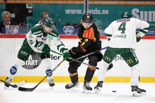 Färjestads Linus Johansson, Oscar Lawner och Brynäs