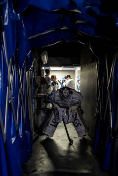 Leksands målvakt Kasimir Kaskisuo innan ishockeymatchen i