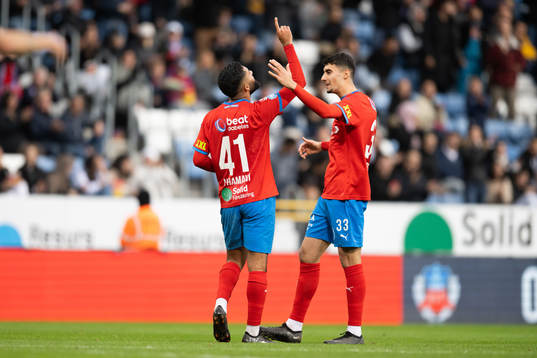 Helsingborgs Amin Al-Hamawi och Amar Muhsin jublar