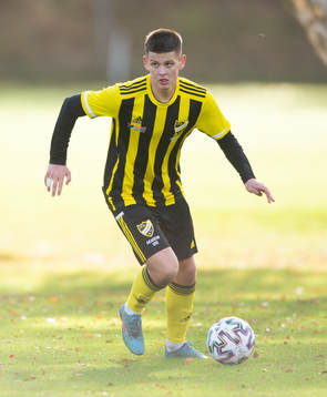 IFK Hässleholms Victor Ahlgren i juniormatchen, kval, U19,