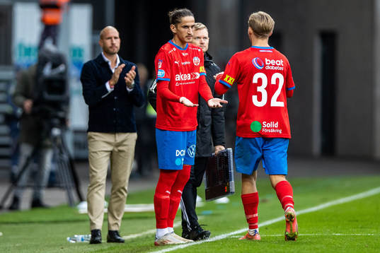 Helsingborgs Ervin Gigovic och Simon Bengtsson